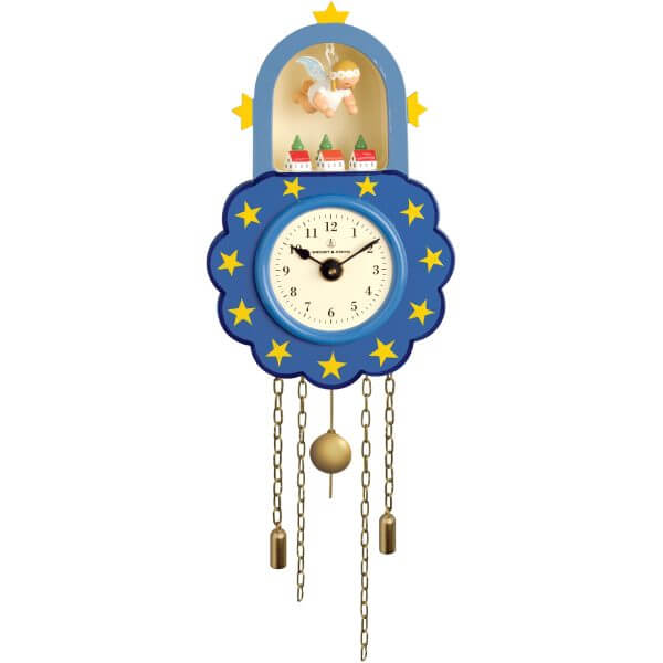 Blue Wall Clock with Suspended Angel by Wendt & Kühn Image