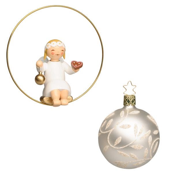 Angel in Ring with Gingerbread Heart and Silver Bauble by Wendt & Kühn Angel in Ring with Gingerbread Heart and Silver Bauble by Wendt & Kühn Image