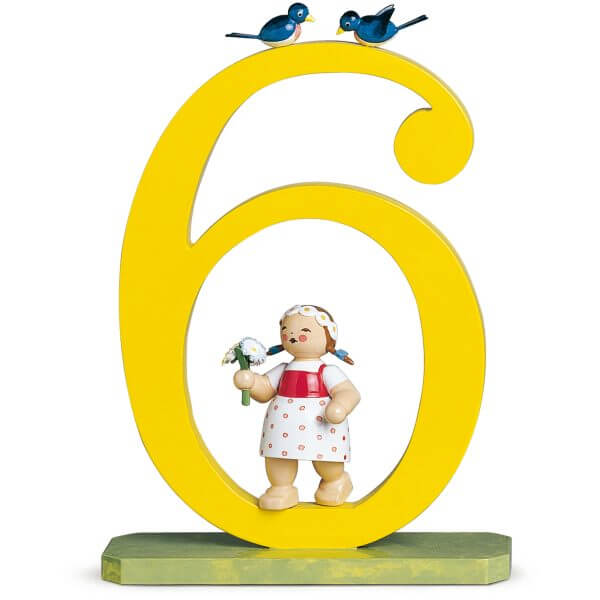 Large Birthday Number 6 Girl with Bunch of Flowers by Wendt & Kühn Image