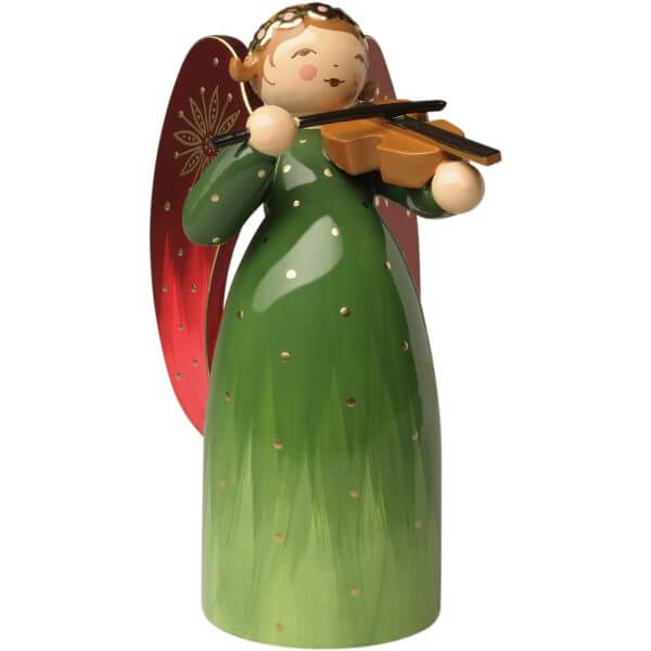 Richly Painted Green Angel with Violin by Wendt & Kühn Image