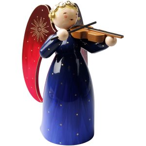 Large Blue Richly Painted Angel with Violin by Wendt & Kühn Imagfe