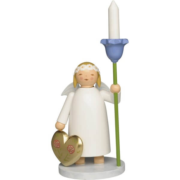 Marguerite Angel with Heart and Flower with Wooden Candle by Wendt & Kühn Image