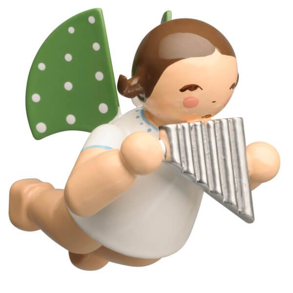 Angel with Pan Flute Suspended with Brown Hair by Wendt & Kühn Angel with Pan Flute Suspended with Brown Hair by Wendt & Kühn Image