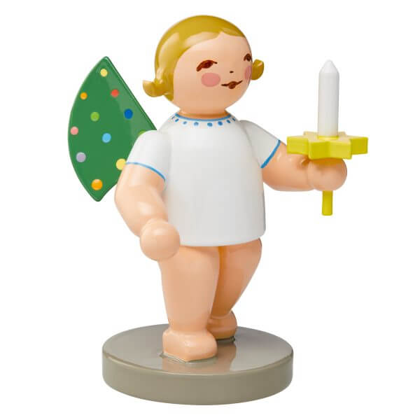 Angel with Colored Dots on its Wings with Blond Hair and Candle in Left Hand by Wendt & Kühn Angel with Colored Dots on its Wings with Blond Hair and Candle in Left Hand by Wendt & Kühn Image