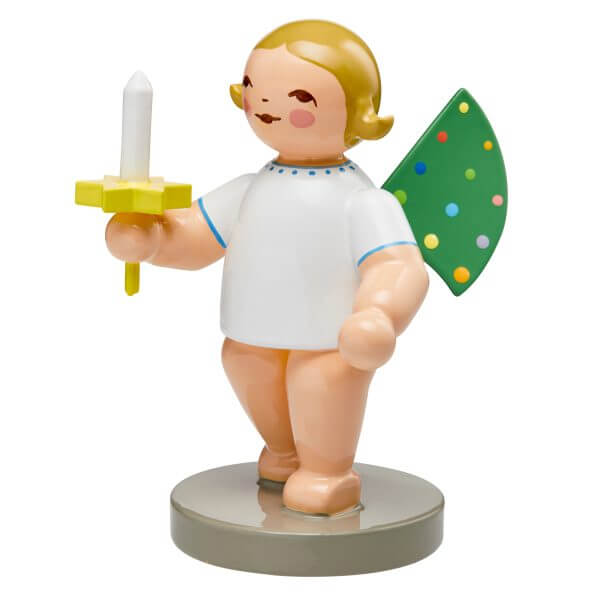 Angel with Colored Dots on its Wings with Blond Hair and Candle in Right Hand by Wendt & Kühn Angel with Colored Dots on its Wings with Blond Hair and Candle in Right Hand by Wendt & Kühn Image