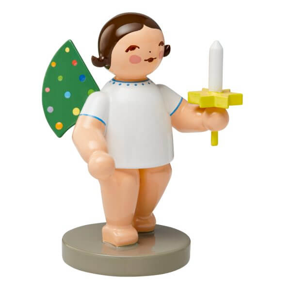 Angel with Colored Dots on its Wings with Brown Hair and Candle in Left Hand by Wendt & Kühn Angel with Colored Dots on its Wings with Brown Hair and Candle in Left Hand by Wendt & Kühn Image