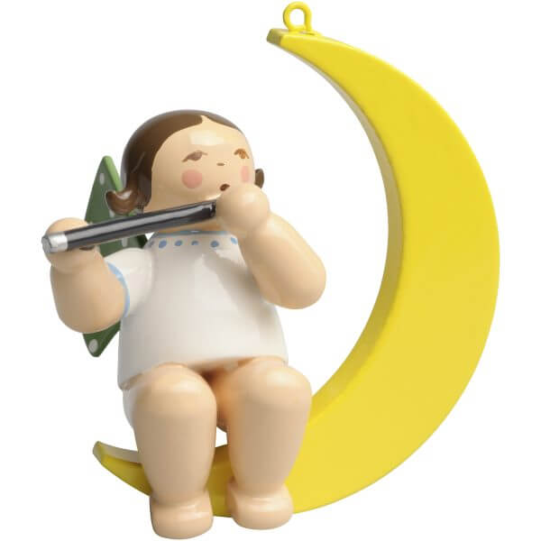 Small Angel Musician with Transverse Flute in Moon by Wendt & Kühn Image