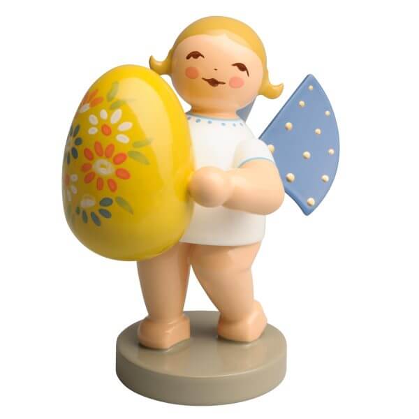 Blond Angel with Yellow Easter Egg with Floral Painting by Wendt & Kühn Blond Angel with Yellow Easter Egg with Floral Painting by Wendt & Kühn Image