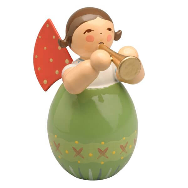 Brown Hair Angel with Small Trumpet in Green Egg with Pattern Brown Hair Angel with Small Trumpet in Green Egg with Pattern Image