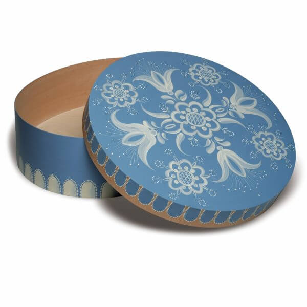 Open Large Round Blue Splinter Box with Floral Pattern by Wendt & Kühn Image