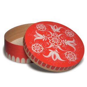 Open Large Round Red Splinter Box with Floral Patterns by Wendt & Kühn Image