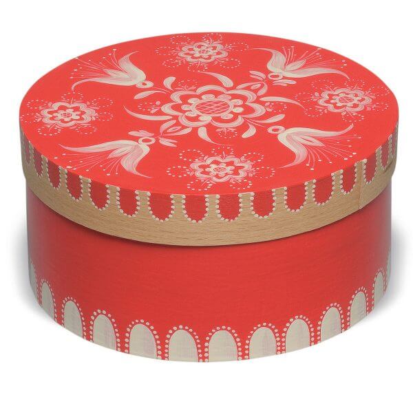 Small Closed Round Red Splinter Box with Floral Pattern by Wendt & Kühn Small Closed Round Red Splinter Box with Floral Pattern by Wendt & Kühn Image
