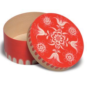 Small Open Round Red Splinter Box with Floral Pattern by Wendt & Kühn Image