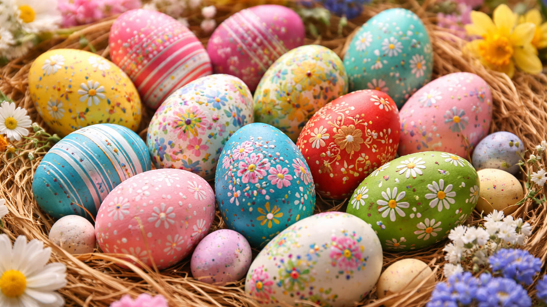 Group of Colorful Easter Eggs Image